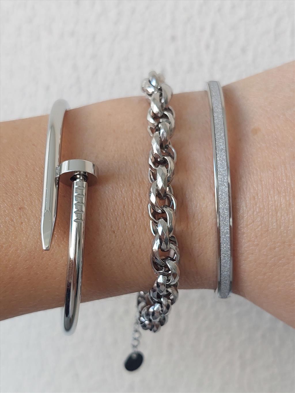 ÇELİK Sedef Sim Silver Kelepçe Bileklik (Çap: 6cm)+i