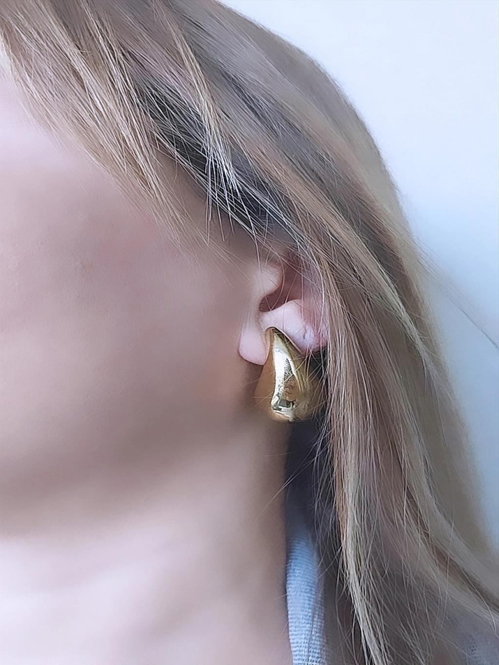ÇELİK B Marka Büyük Damla Gold Küpe+i