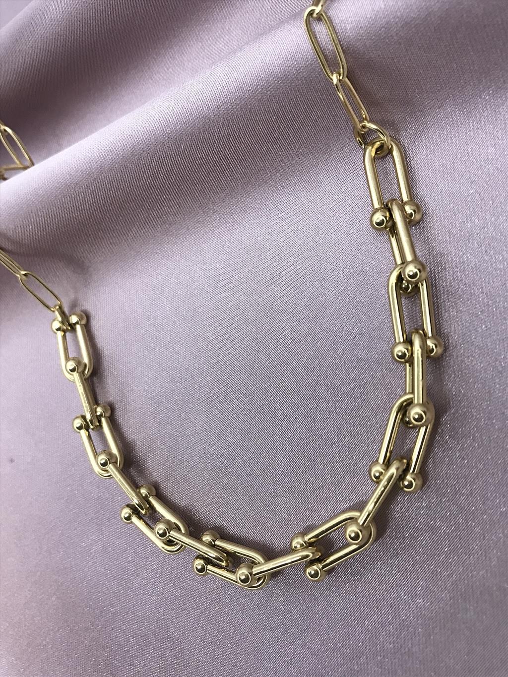 ÇELİK Geçmeli Gold Kolye