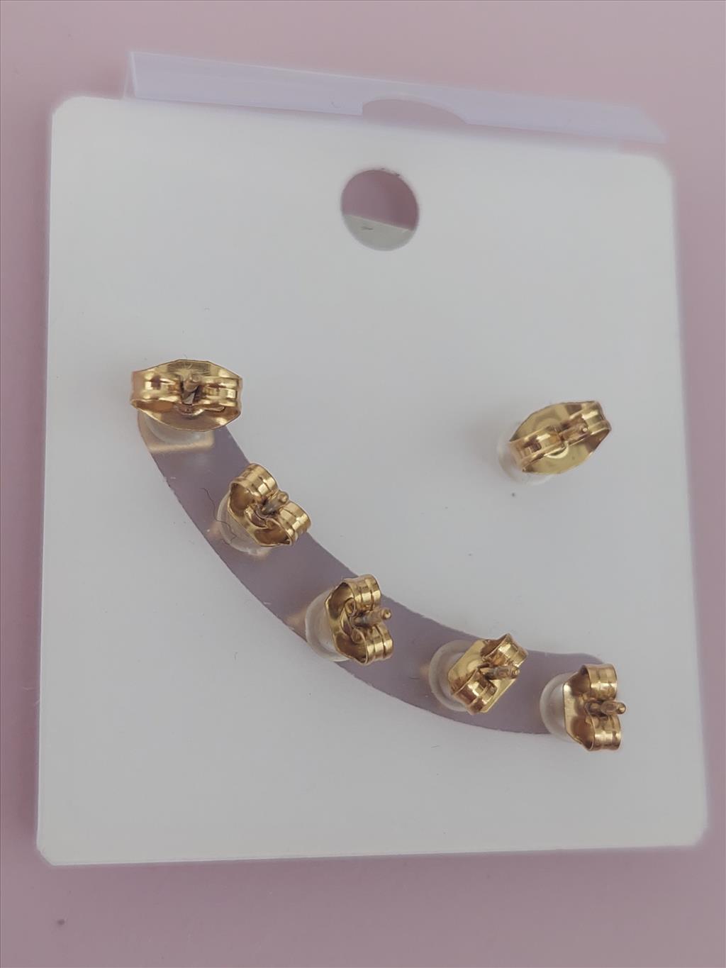 ÇELİK Mini Kare 6''lı Set Gold Küpe+i