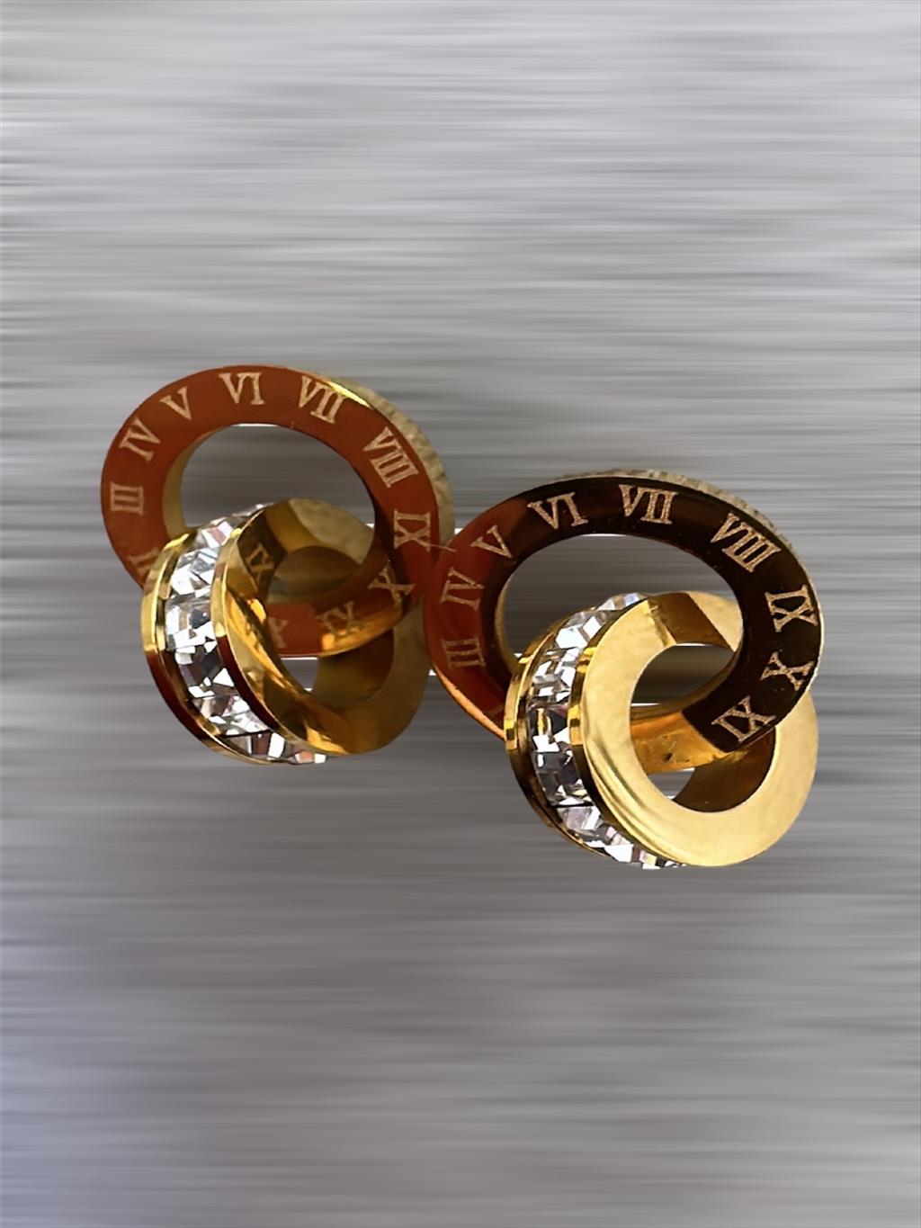 ÇELİK İçiçe Geçmeli Halka Gold Küpe+i