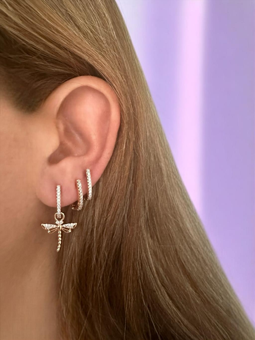 XUPİNG ZİRKON Yusufcuk Soft Rose-Gold 3'lü Set Küpe+i