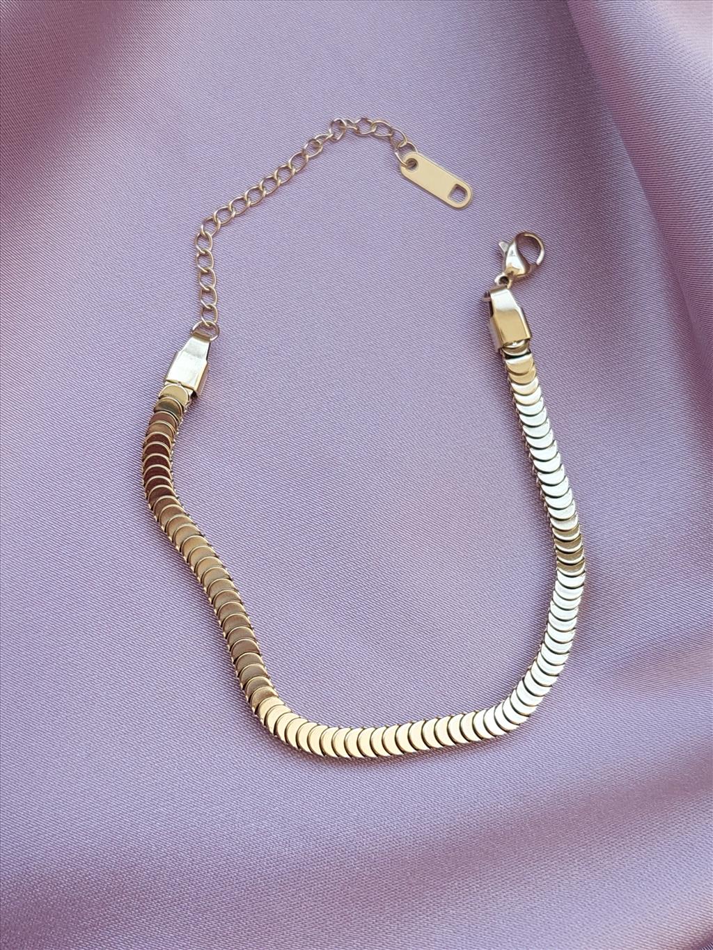 ÇELİK Çift Yönlü GOLD Bileklik (18+5 cm)+i