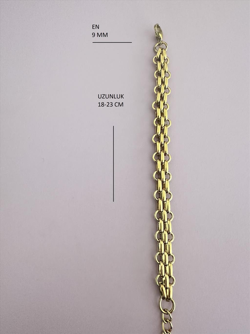 ÇELİK İnce Halka Geçmeli Gold Bileklik (18-23cm)+i