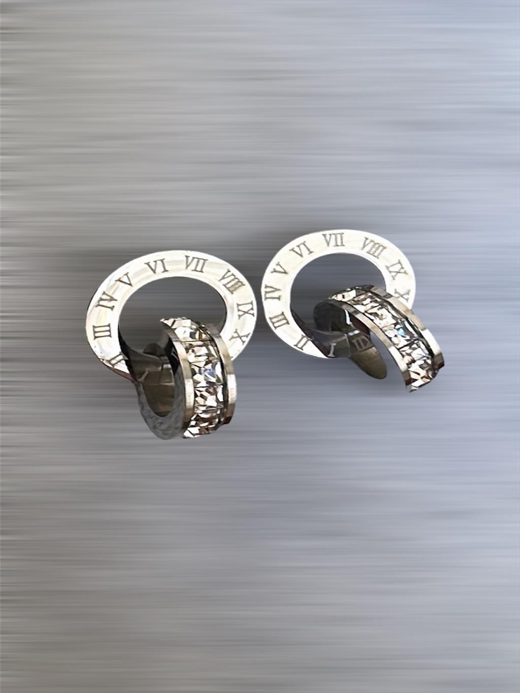 ÇELİK İçiçe Geçmeli Halka Silver Küpe+i