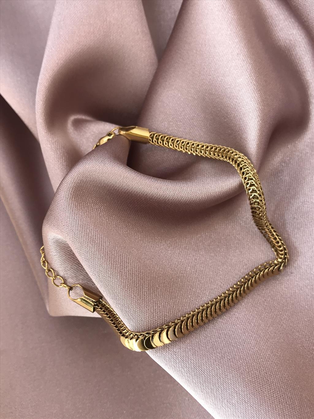 ÇELİK Çift Yönlü GOLD Bileklik (18+5 cm)