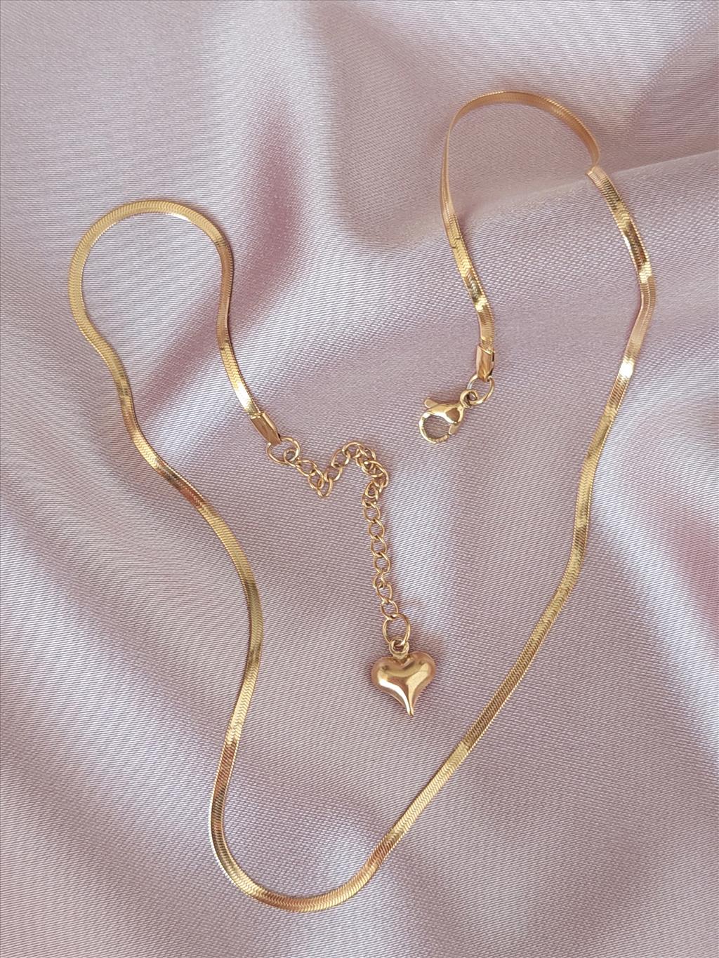 Çelik İnce Kısa Italyan Gold Kolye+i