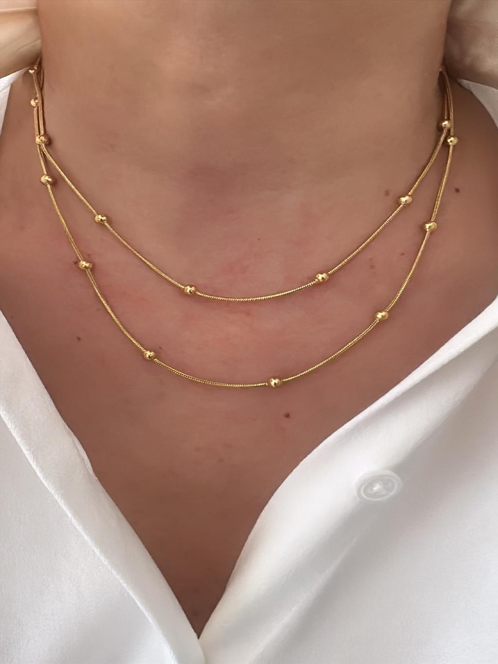 ÇELİK 2'li Topçuk Gold Kolye+i