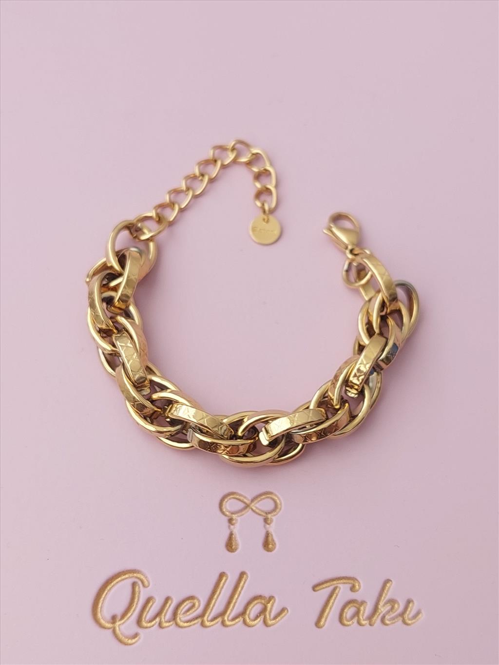 ÇELİK İçiçe Sarmal Gold Bileklik (17+5 cm)+i