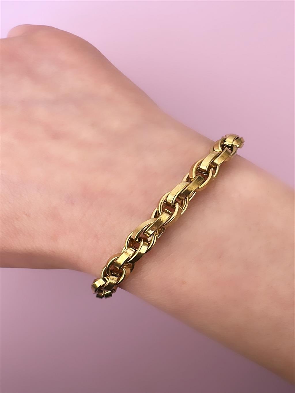 ÇELİK Mini İçiçe Sarmal Gold Bileklik (17-22 cm)+i