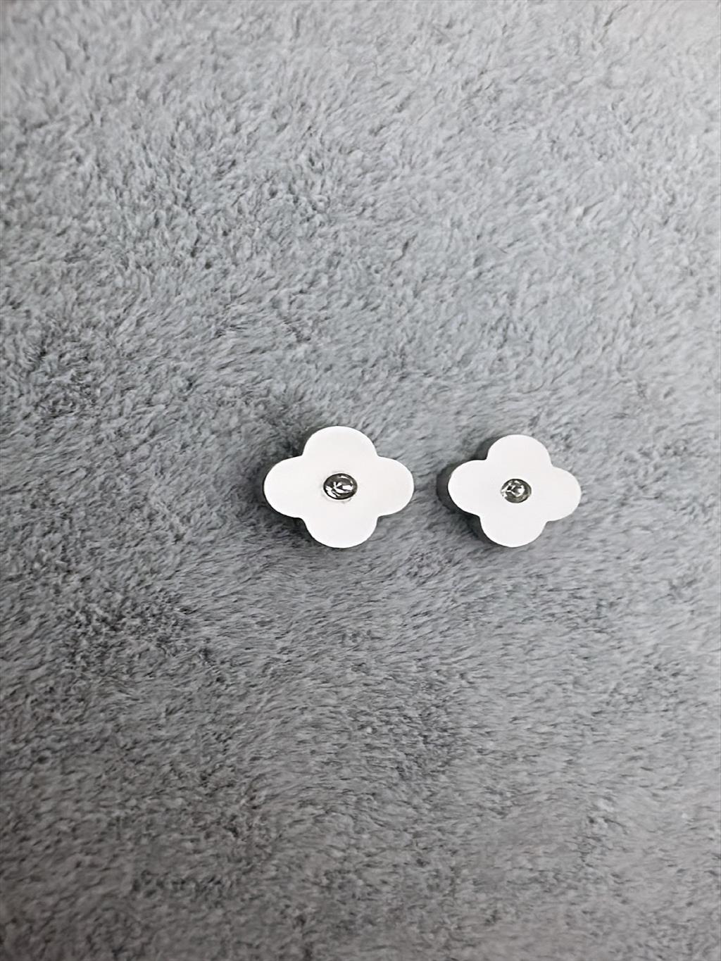 ÇELİK Mini Taş Yonca Silver Küpe