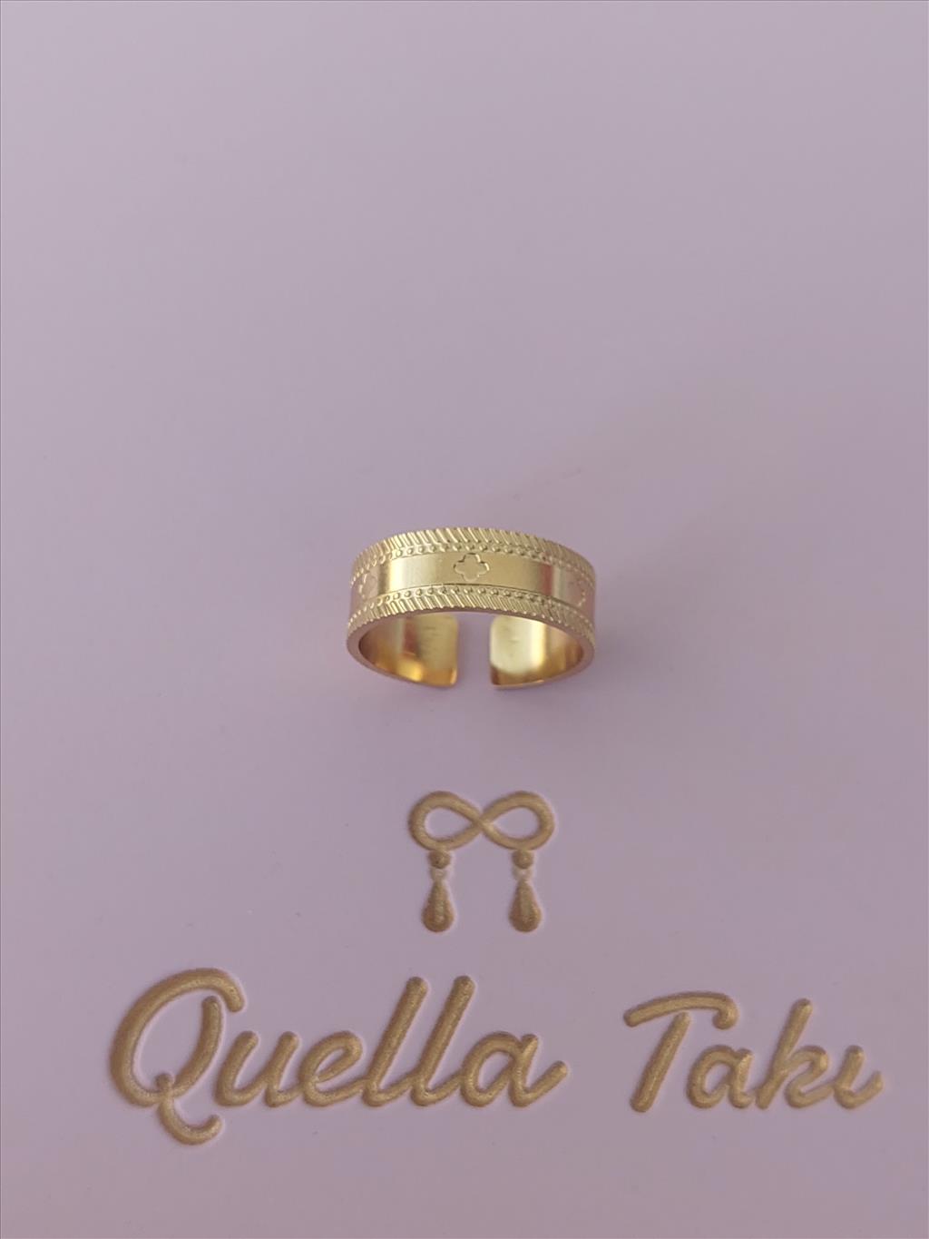 ÇELİK Yonca Şerit Detay Gold Yüzük+i