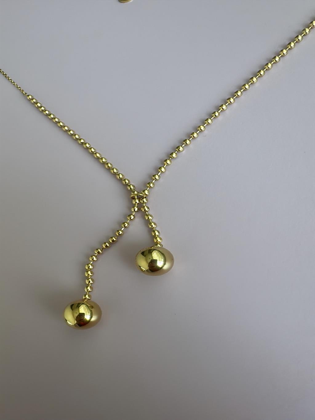 ÇELİK Uzun Sallantılı Topçuk Detay Gold Kolye (60-70 cm)+i