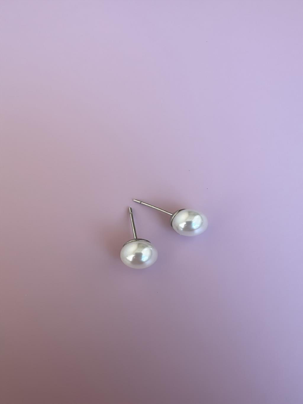 ÇELİK Top İnci Silver Küpe