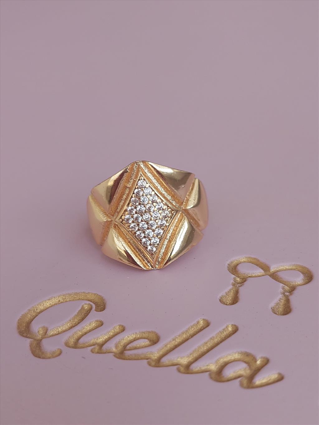 TASARIM 14 Ayar Gold Kaplama Zirkon Model Yüzük (Size: 6-7 uyumlu)