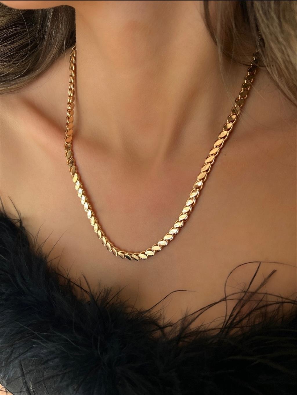 ÇELİK Arpa Gold Kolye (Kalınlık: 2 mm Uzunluk: 60-65 cm)+i