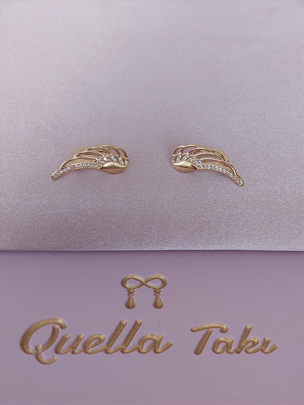 ÖZEL SERİ Zirkon Kanat Gold Küpe