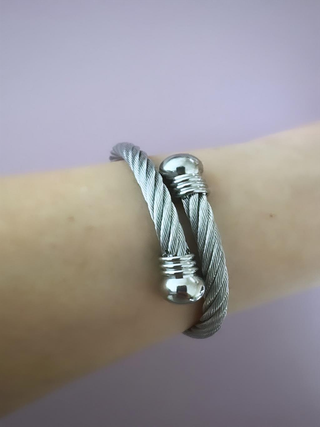 ÇELİK Hasır Top Başlıklı Silver Bileklik +i
