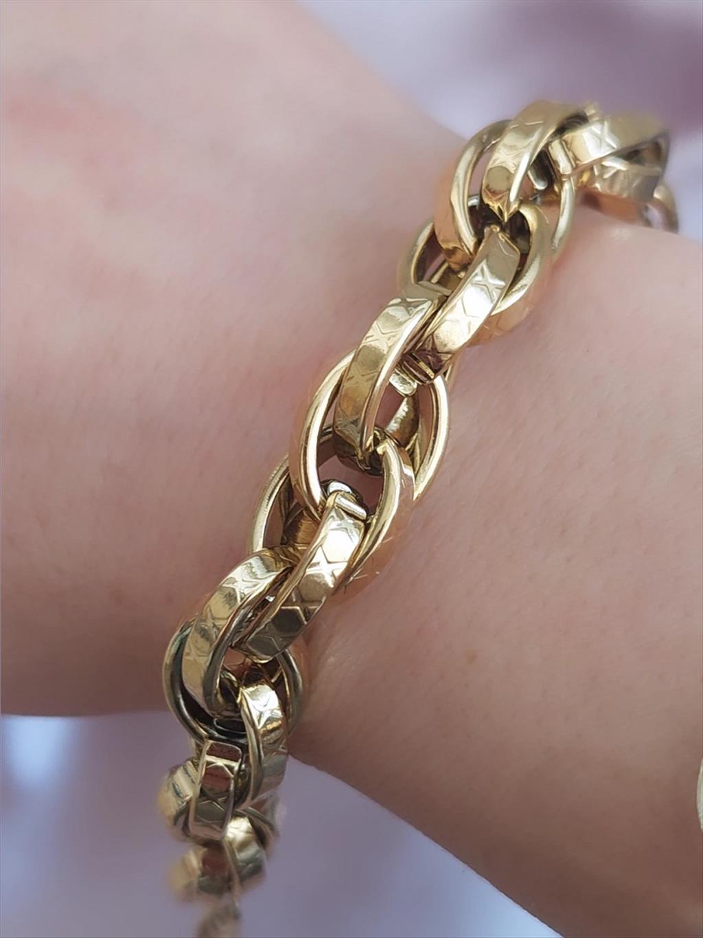 ÇELİK İçiçe Sarmal Gold Bileklik (17+5 cm)+i
