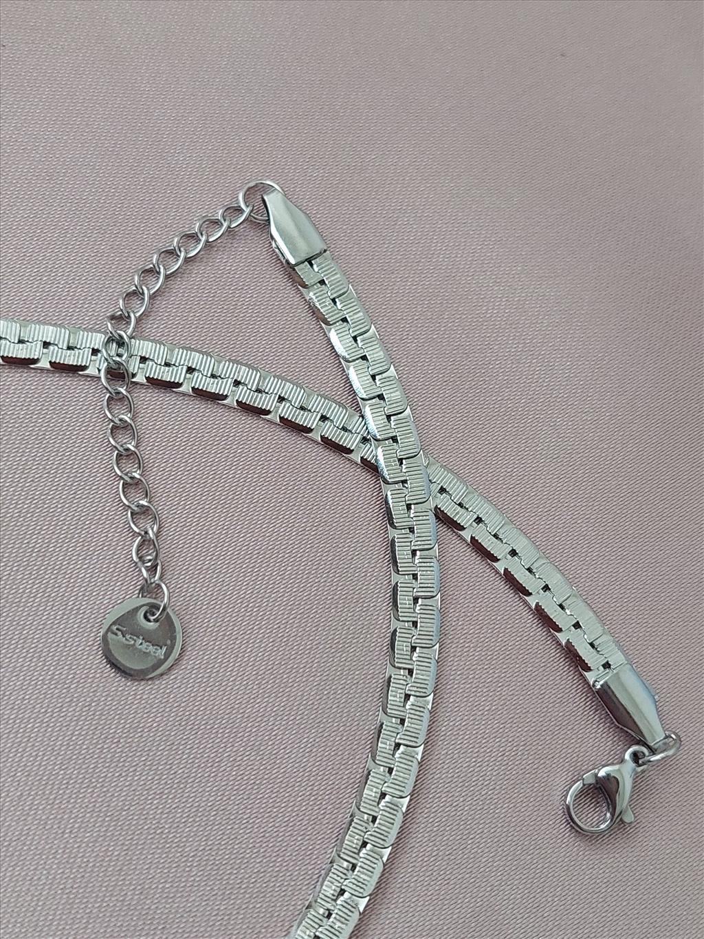 ÇELİK Yılan Derili Silver Kolye+i
