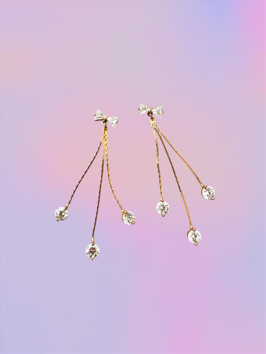 XUPİNG Zirkon Taş Fiyonk Sallantılı Soft Rose-Gold Küpe+i
