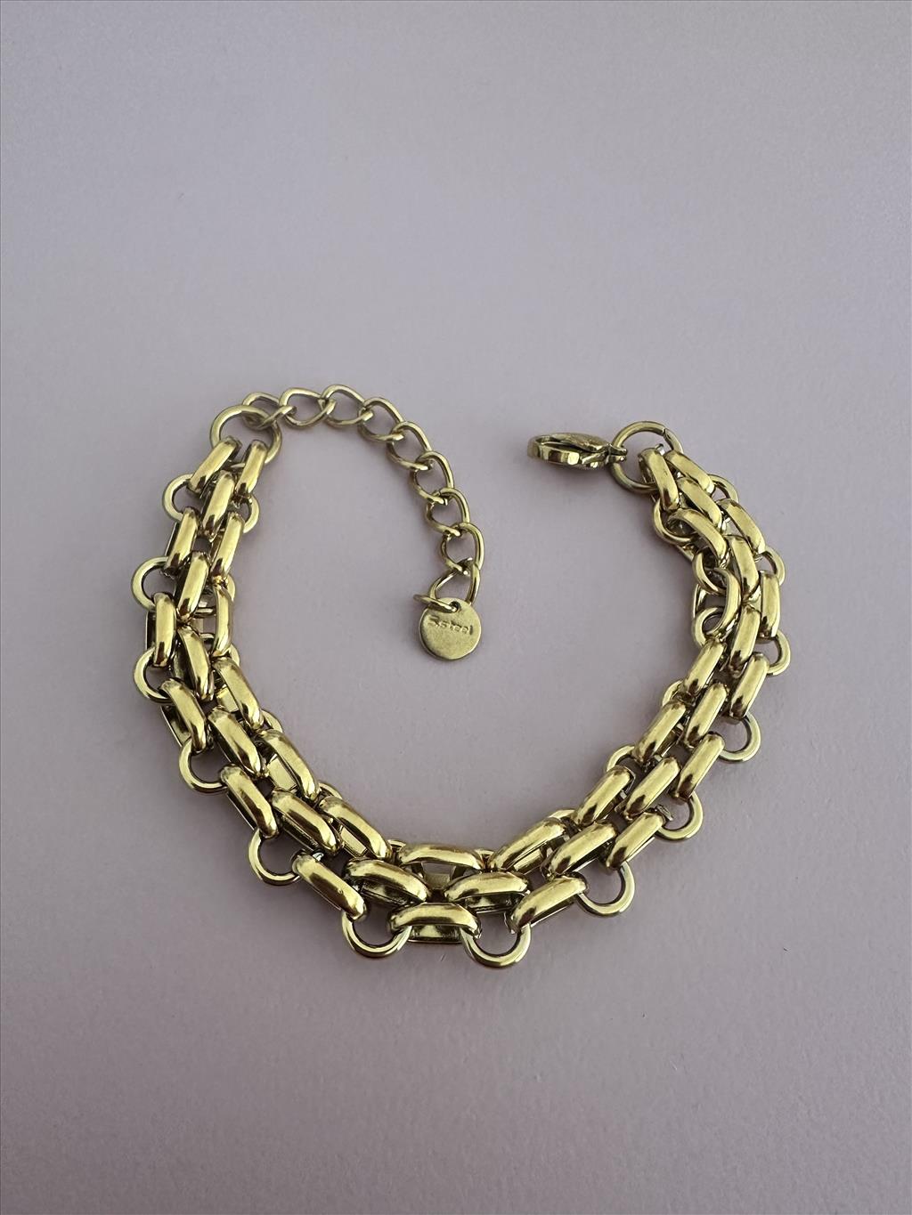 ÇELİK İnce Halka Geçmeli Gold Bileklik (18-23cm)+i