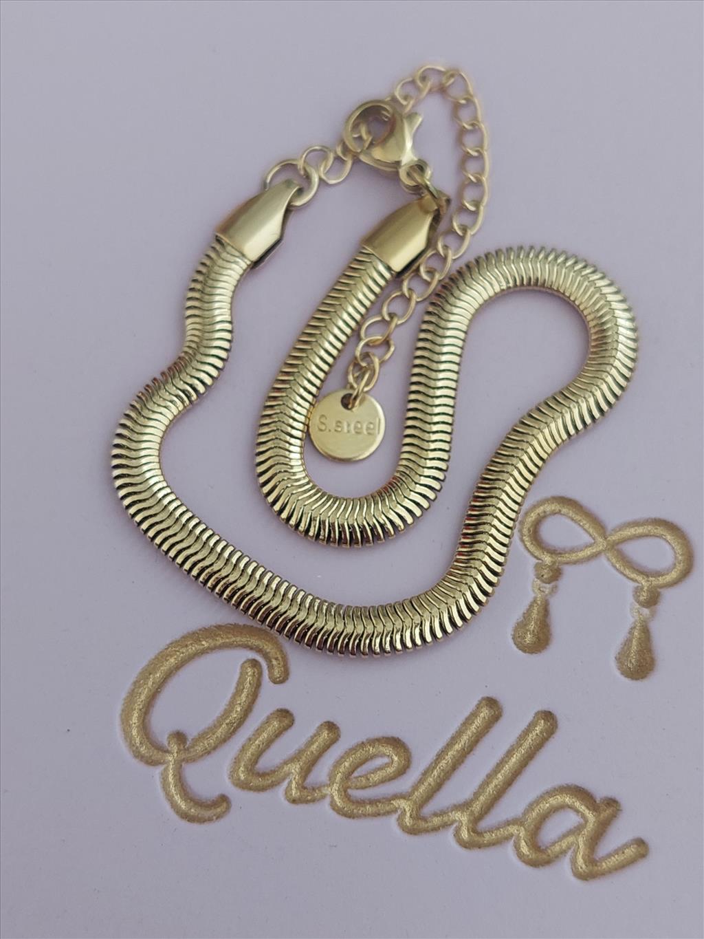 ÇELİK Yassı Gold Bileklik (18+5 cm/3 mm)+i