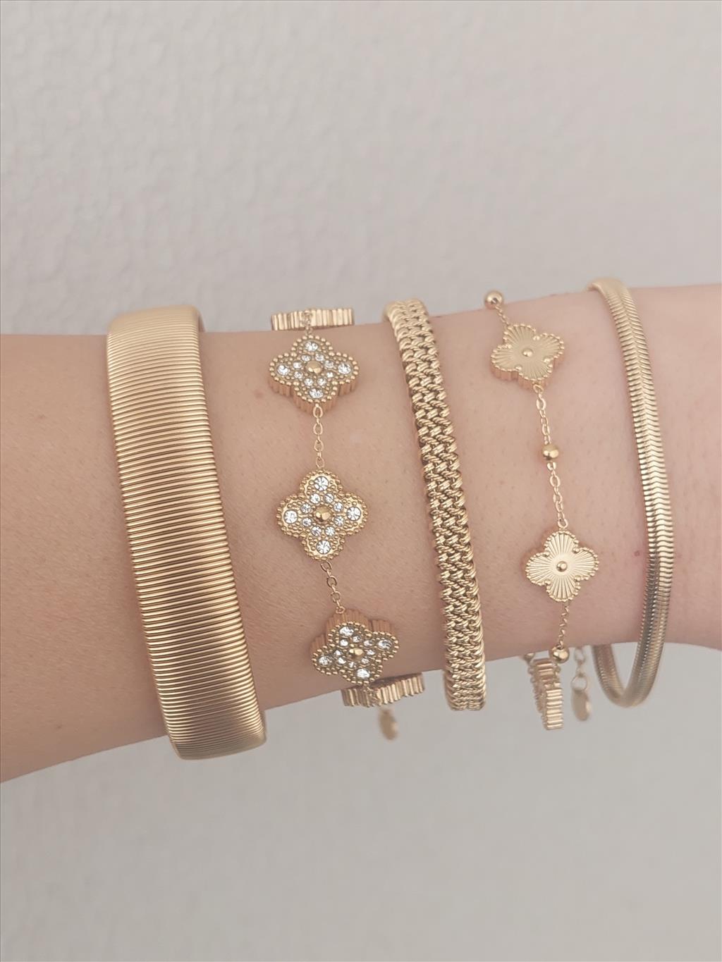 ÇELİK Yassı Gold Bileklik (18+5 cm/3 mm)+i