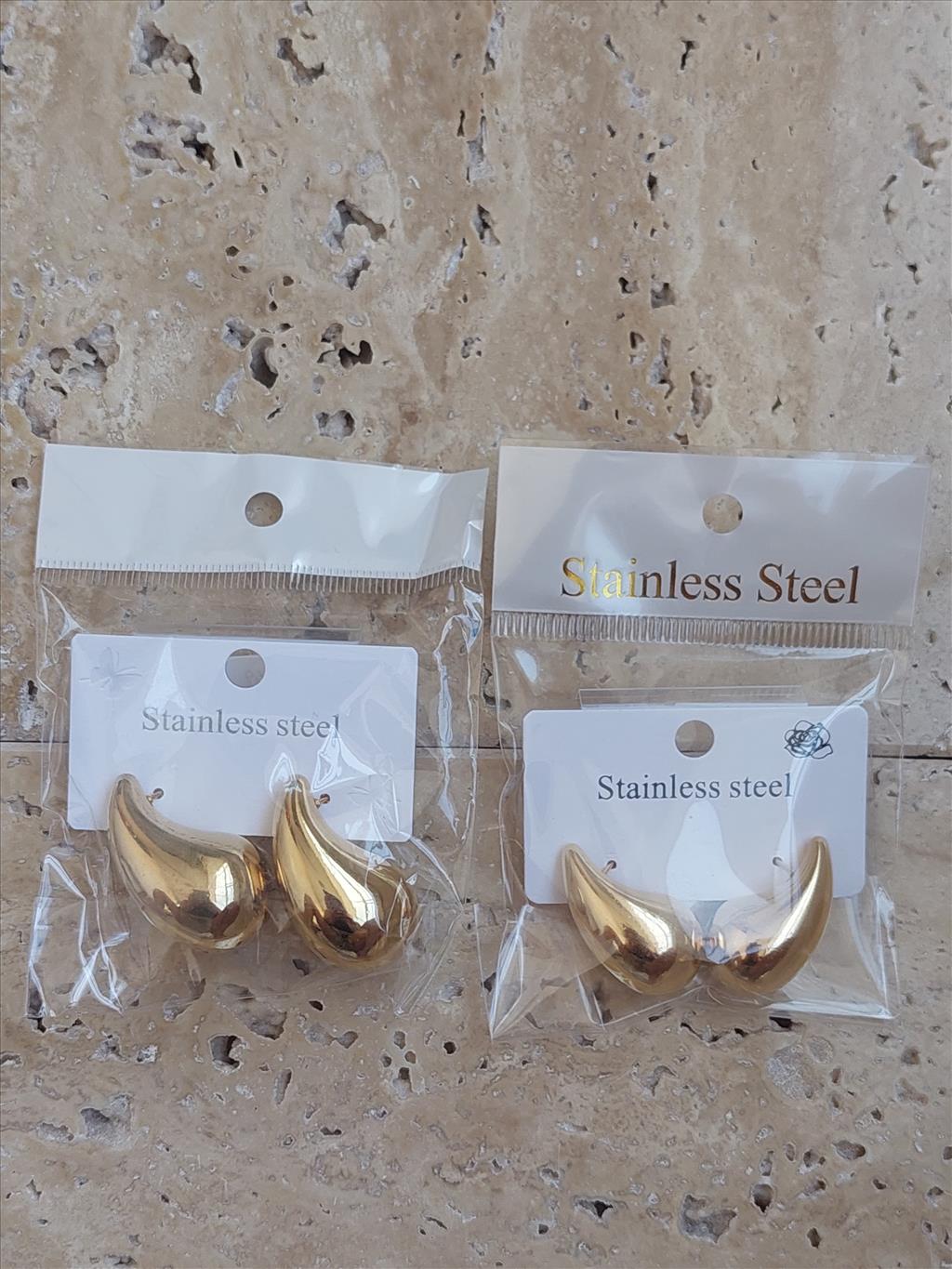 ÇELİK B Marka Büyük Damla Gold Küpe