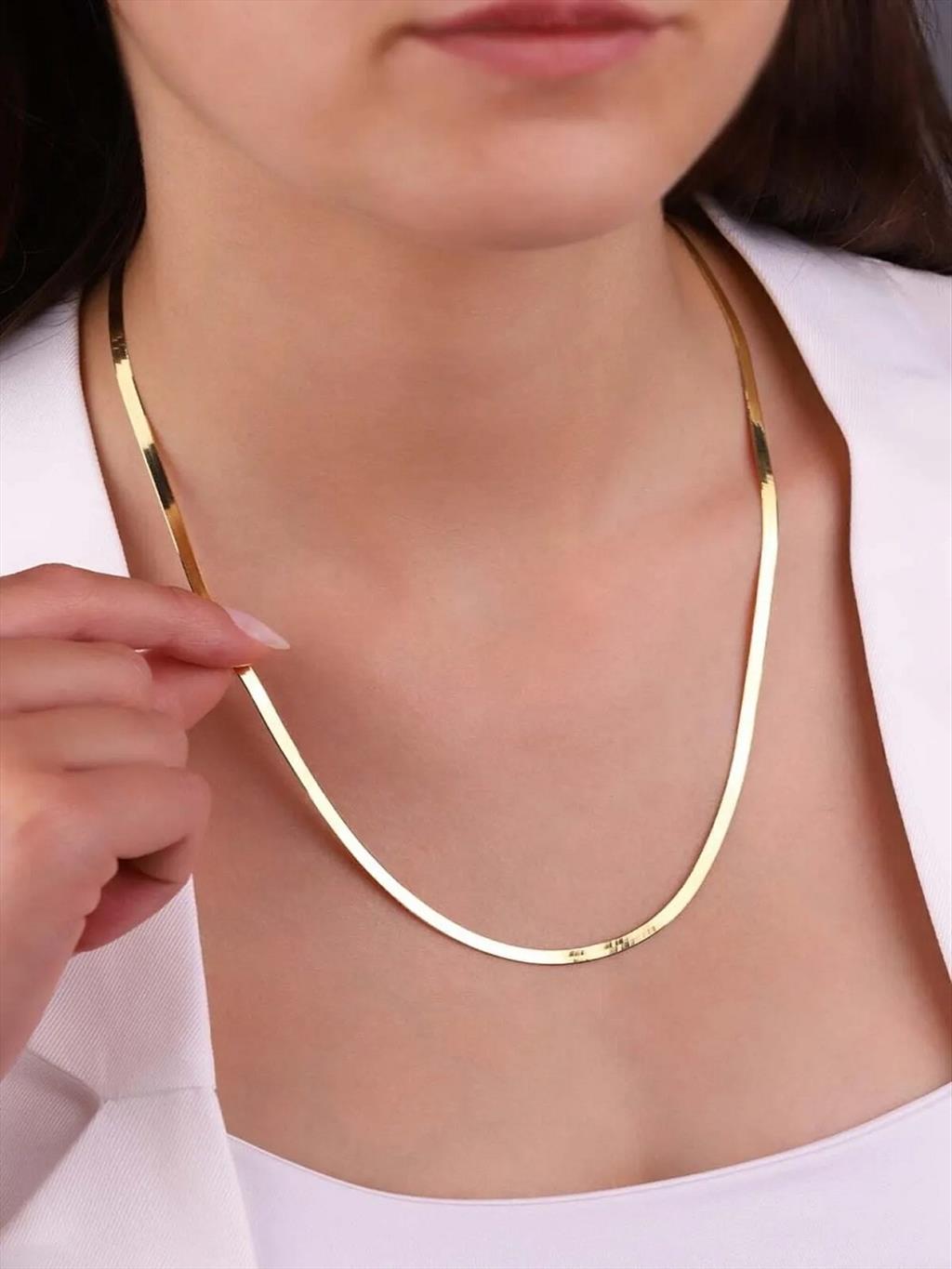 Çelik Uzun İtalyan GOLD Kolye +i