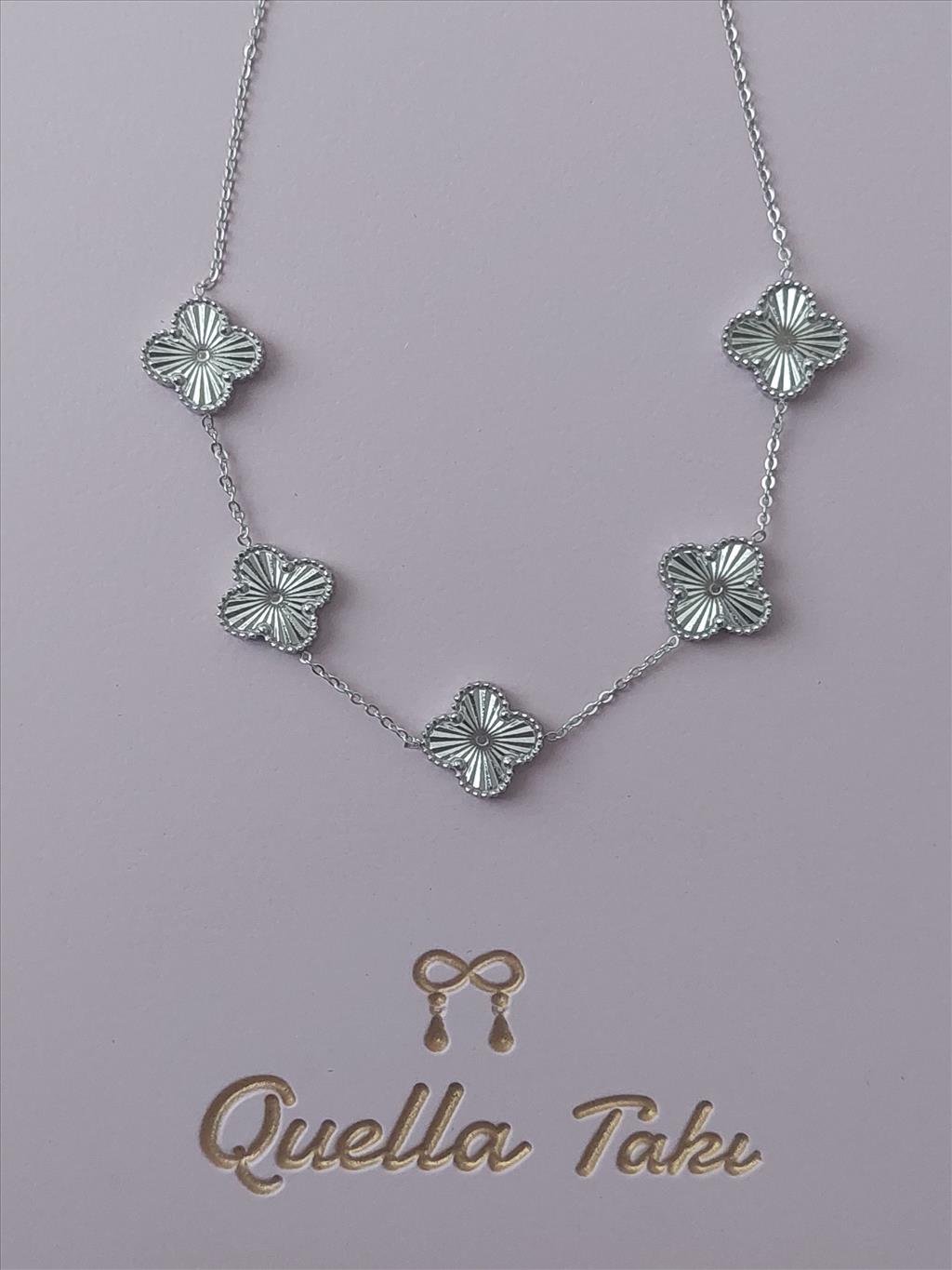 ÇELİK Düz Yonca Silver Kolye+i