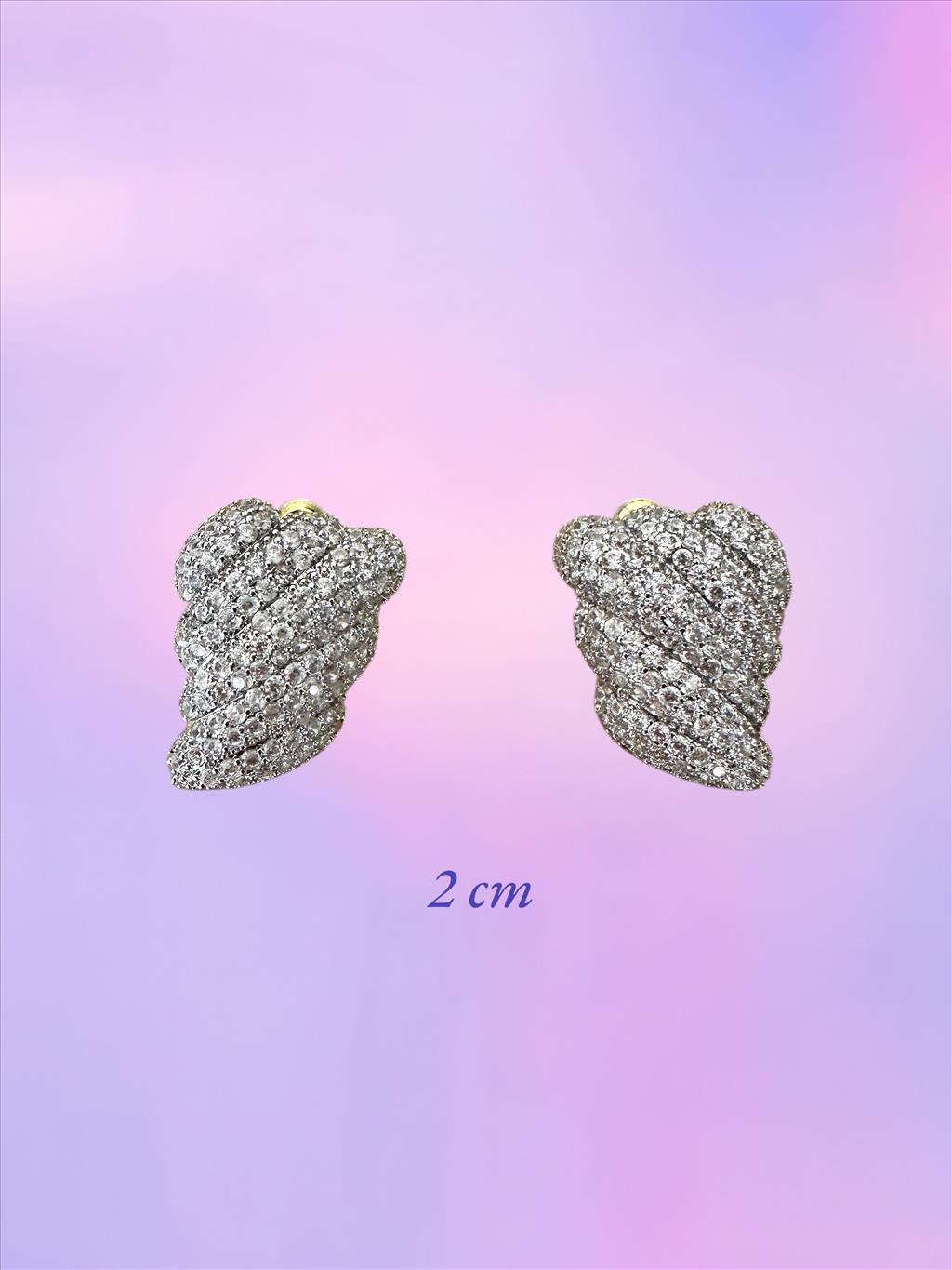 ÖZEL SERİ TASARIM SİLVER ZİRKON TAŞ KIVRIMLI GOLD KÜPE+i
