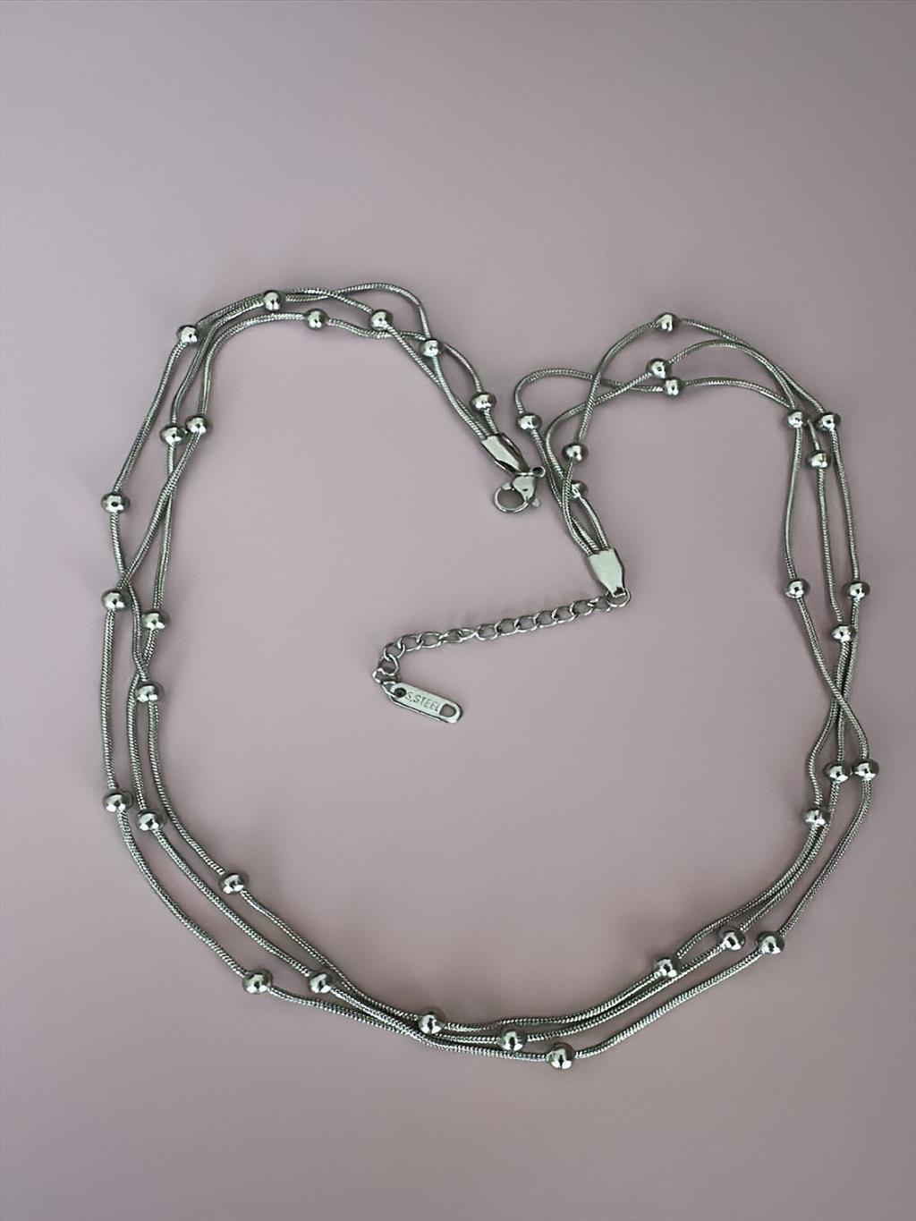 ÇELİK 3 Birleşik Topçuk Silver Kolye (45-50 cm)