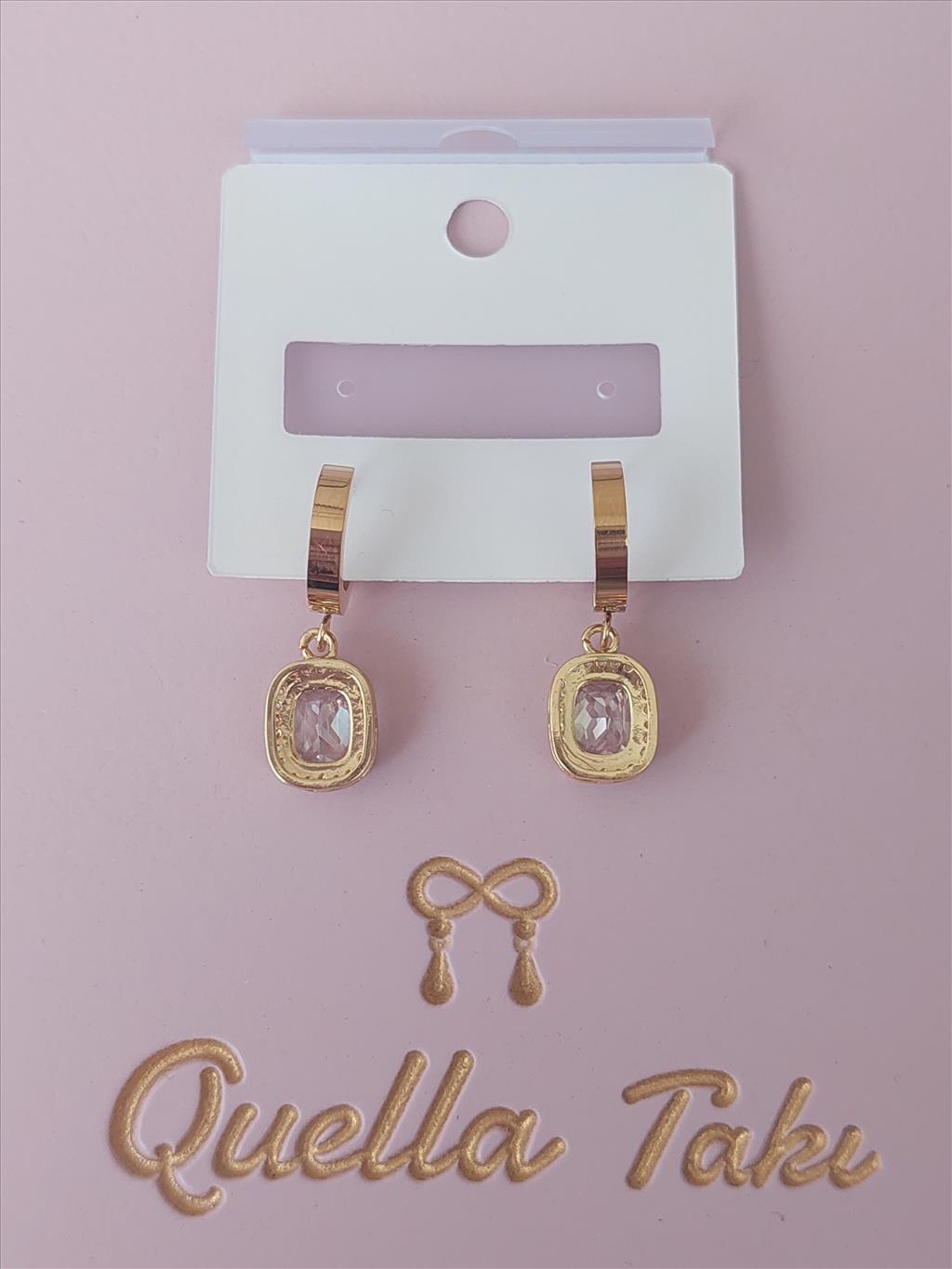 ÇELİK Zirkon Gömme Taşlı Gold Küpe+i