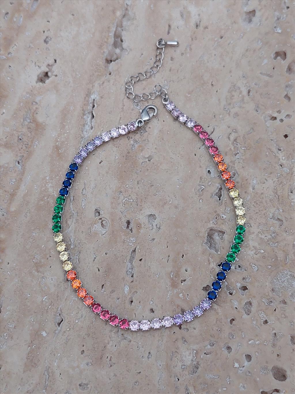 ÖZEL SERİ Renkli Zirkon Silver Halhal (23-28 cm)+i