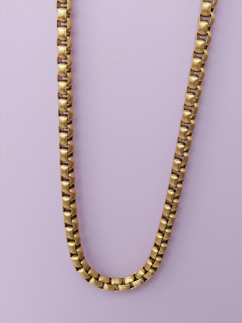 ÇELİK Kare Geçmeli Gold Kolye (45-50 cm)