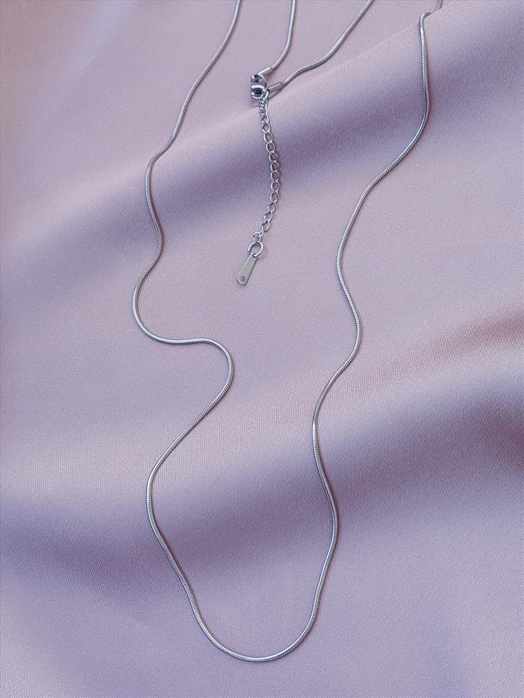 ÇELİK İnce Silindir 60-65 cm Silver Kolye+i