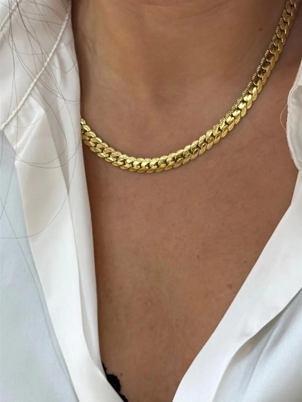 ÇELİK Ara Boy Örgü Gold Kolye(45-50cm)