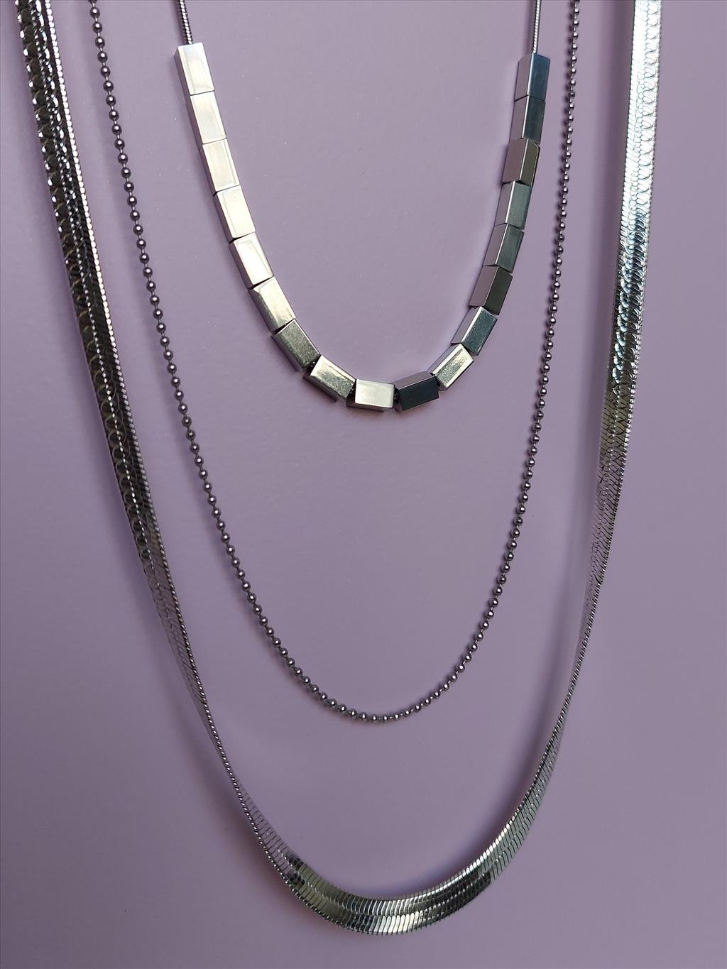 ÇELİK İnce Silindir 60-65 cm Silver Kolye+i