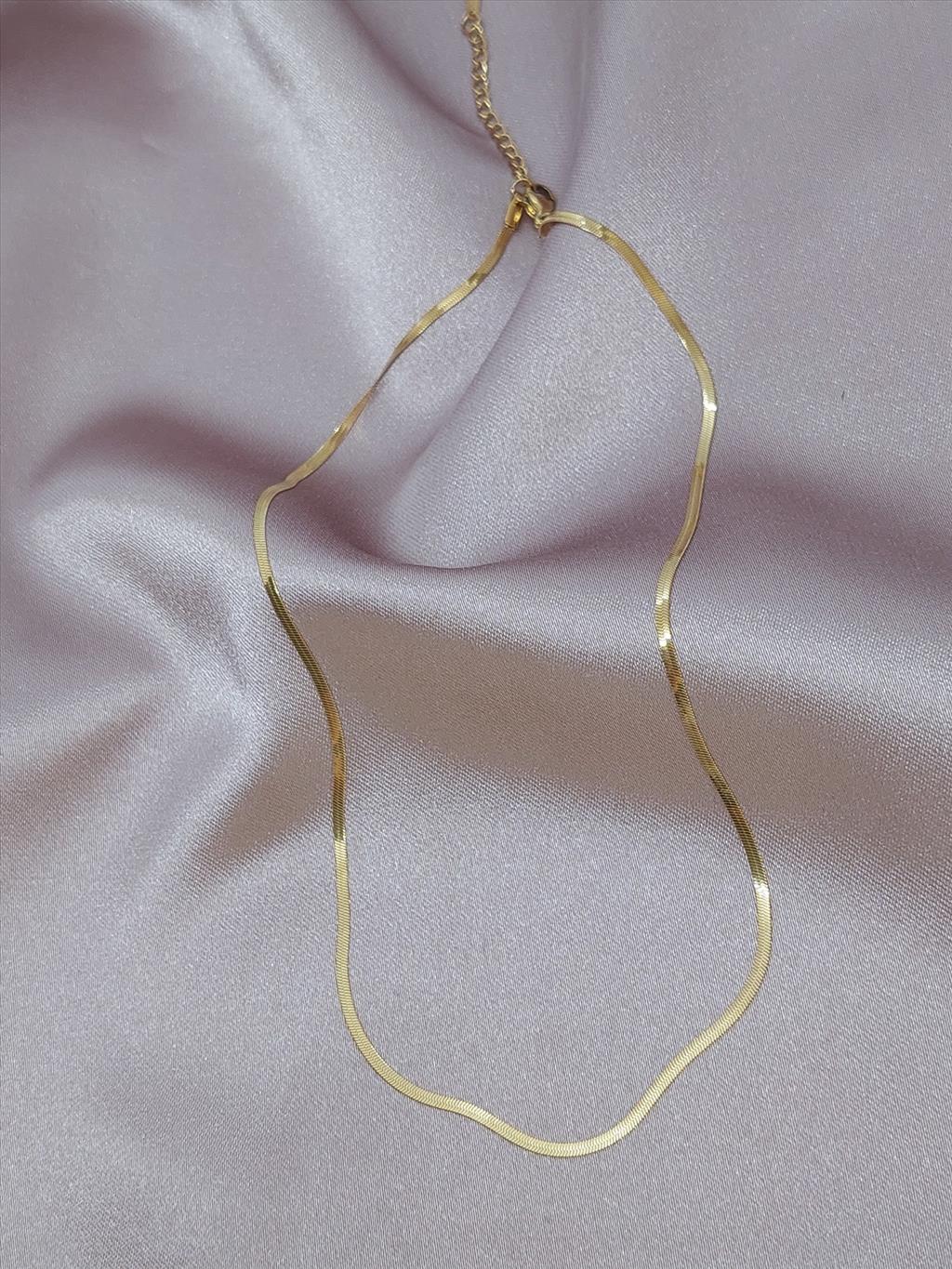 Çelik İnce Kısa Italyan Gold Kolye+i