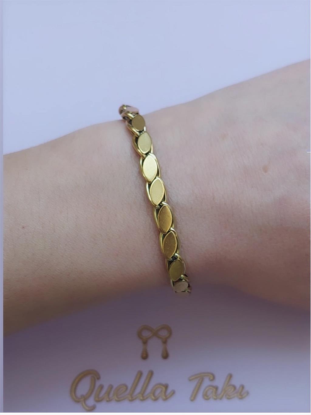 ÇELİK Arpa Gold Bileklik (Uzunluk: 17-22 cm Kalınlık: 3 mm)+i