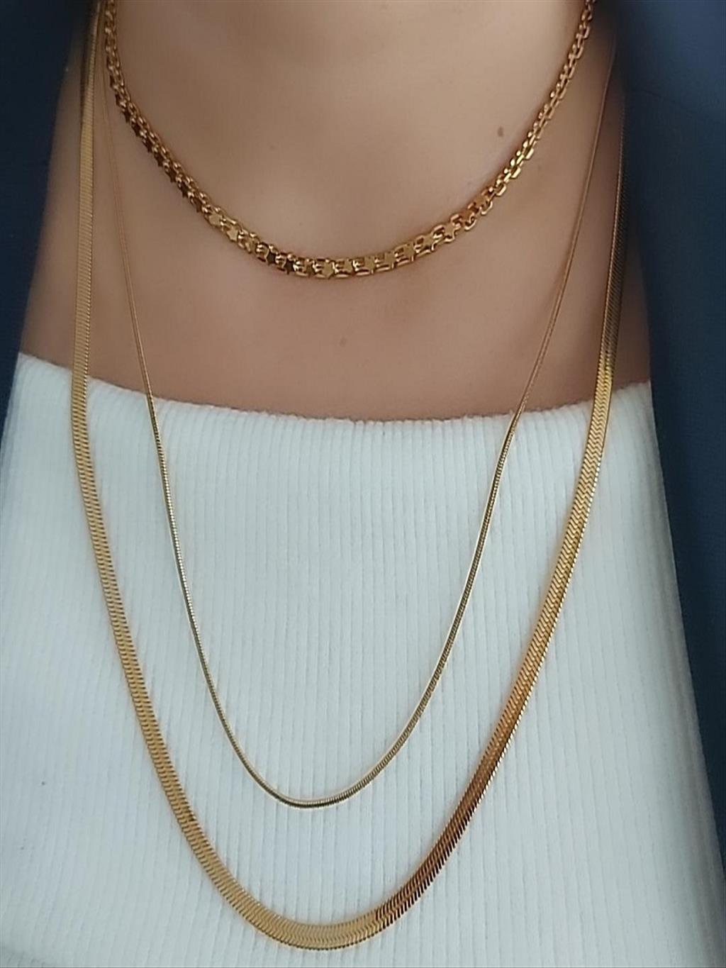 ÇELİK İnce Silindir 60-65 cm Gold Kolye+i