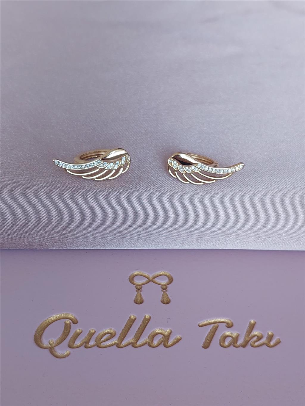 ÖZEL SERİ Zirkon Kanat Gold Küpe+i