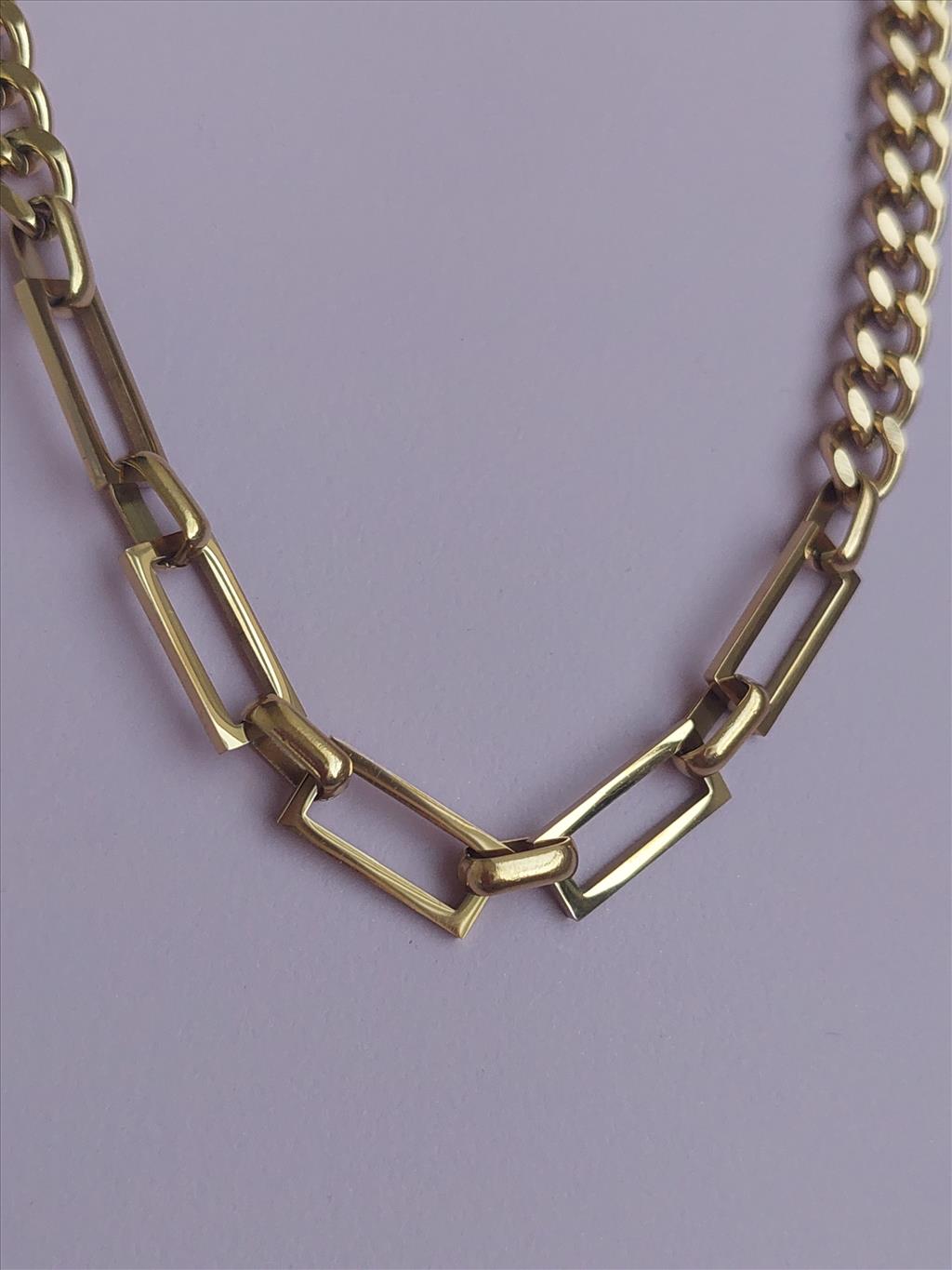 ÇELİK Geçmeli Çift Model Gold Kolye+i