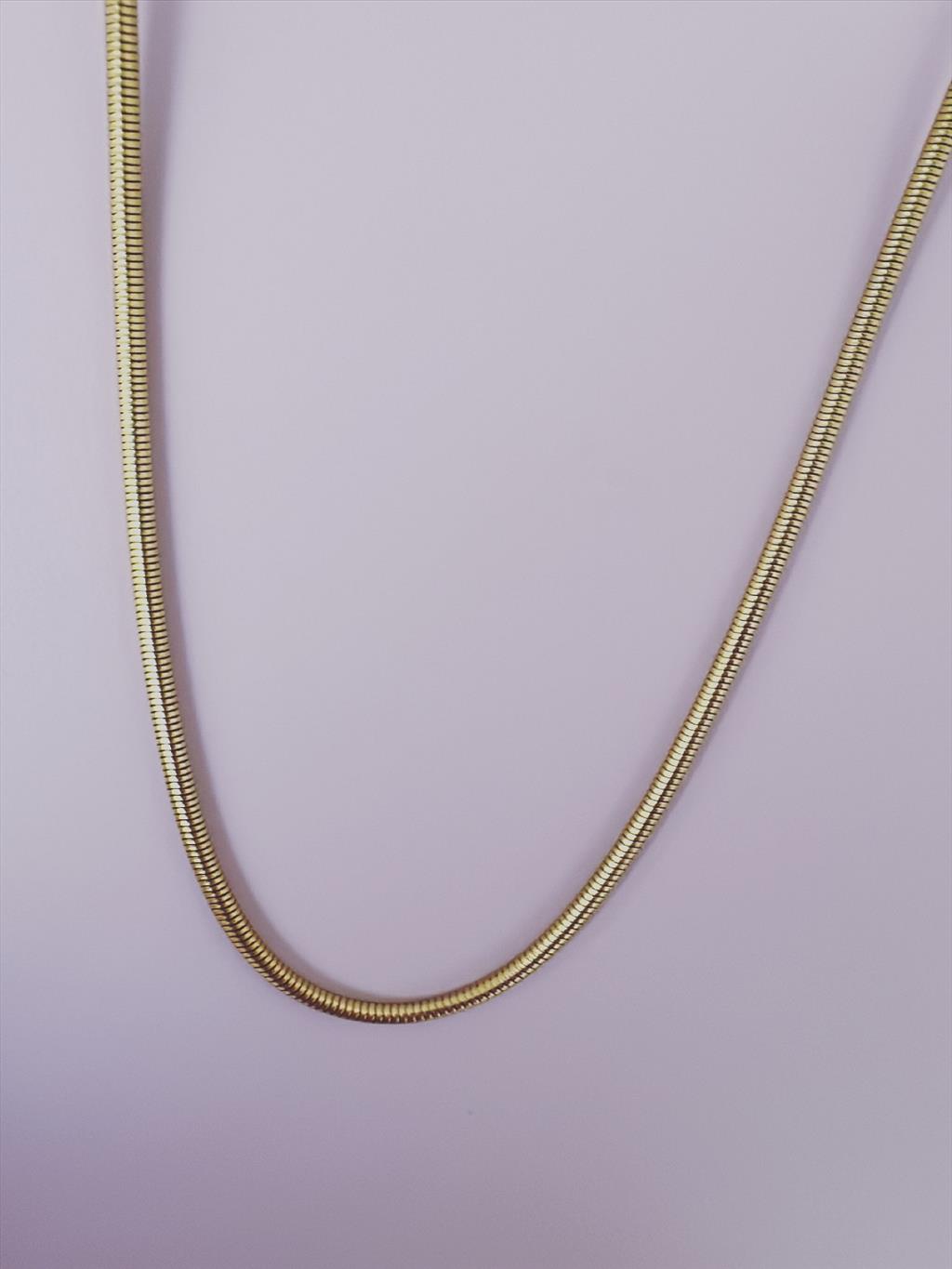 Çelik Orta Silindir Gold Kolye (45-50 cm)