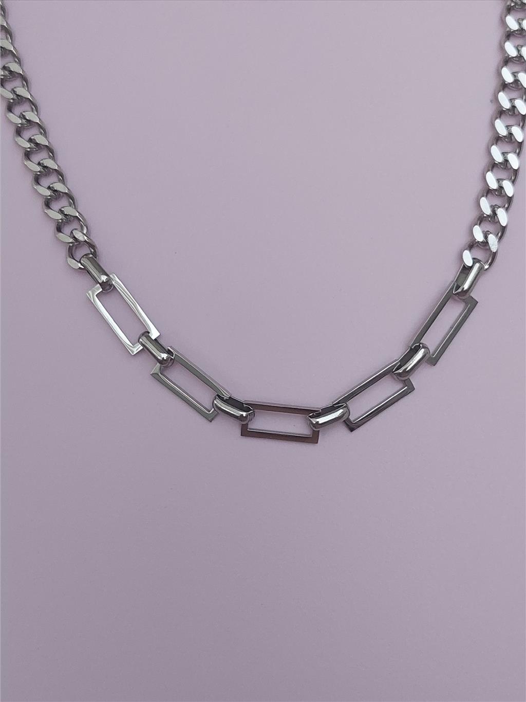 ÇELİK Geçmeli Çift Model Silver Kolye