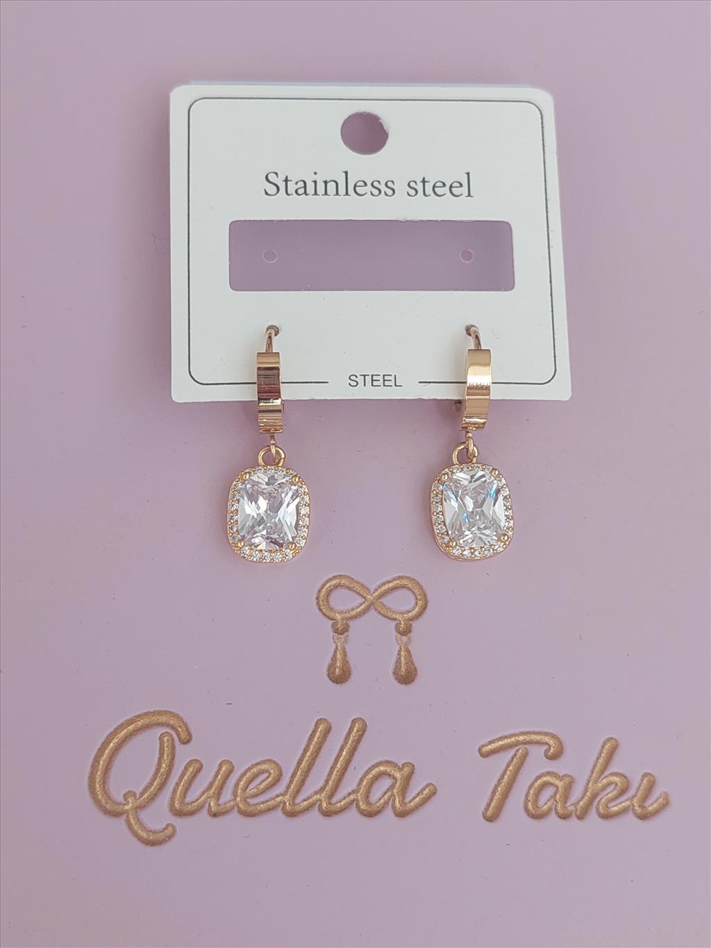 ÇELİK Zirkon Gömme Taşlı Gold Küpe