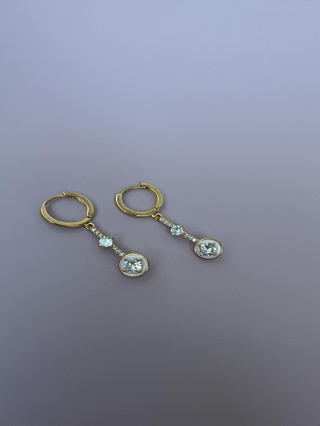 925 S Silver Post Zirkon Pembe Gold Küpe