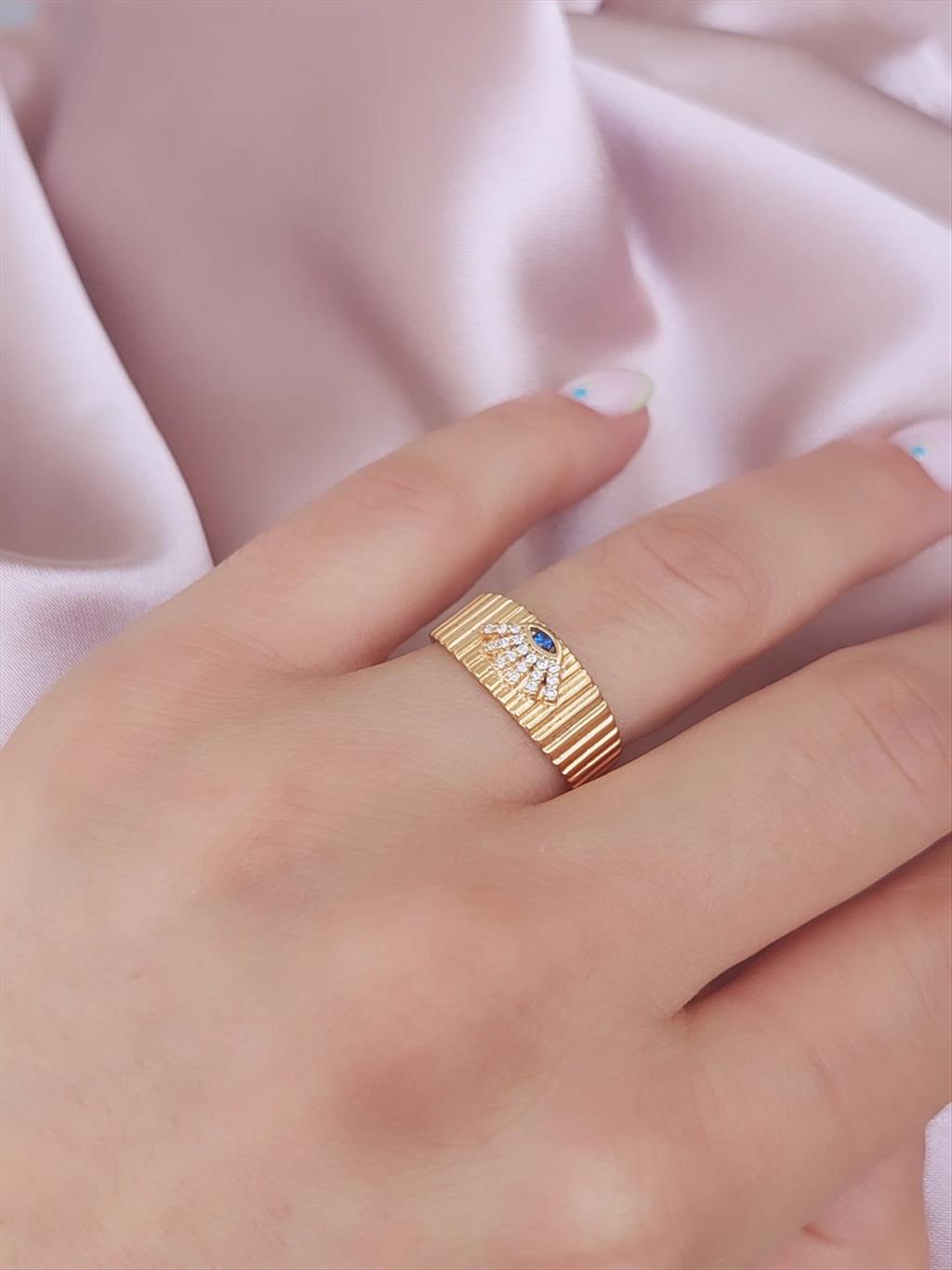 ÖZEL SERİ Ayarlamalı Zirkon Göz Nazar Gold Yüzük+i