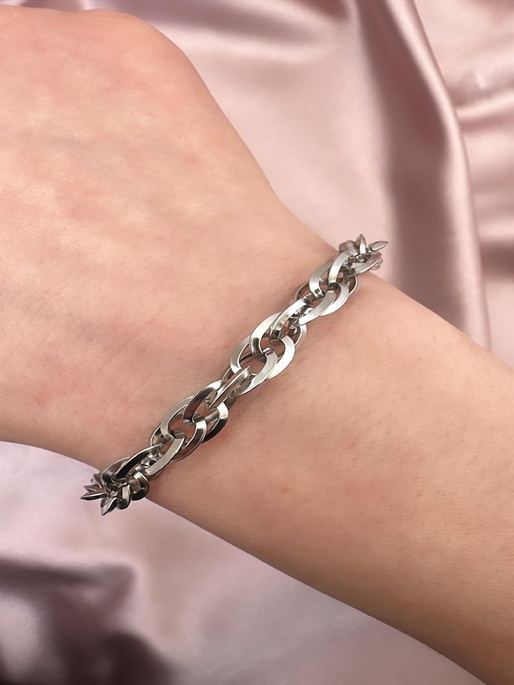ÇELİK Mini İçiçe İnce Sarmal Silver Bileklik (16-21 cm)+i